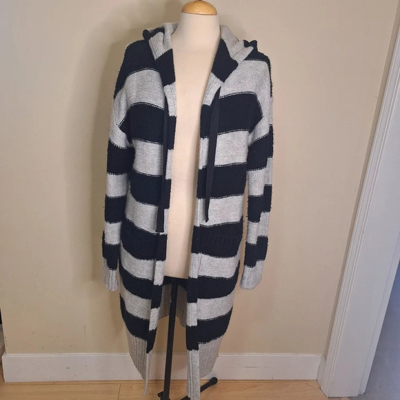 Sanctuary Black/grey  hooded sweater coat SZ XS - Picture 2 of 9
